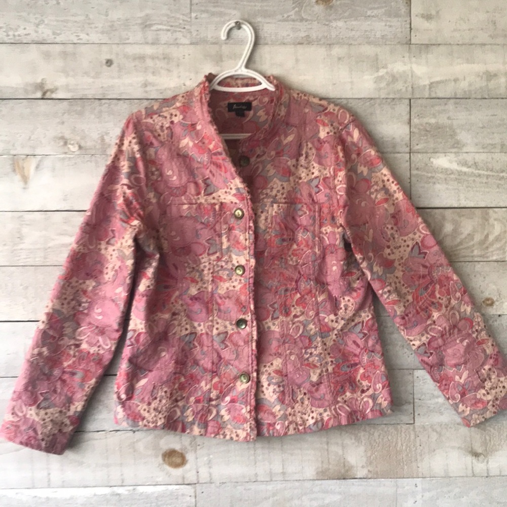 Paisley floral cotton blend lightweight jacket